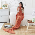 100% Polyester Knitting Mermaid Tail Air Conditioning Pillow Throw Blanket